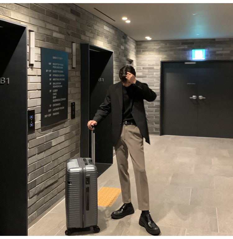 QFV507045555501<2 QFV507045555501<2 Chaqueta corta informal para hombre, estilo coreano, traje moderno Dongdaemun, blazer corto negro holgado de otoño_voghion.com