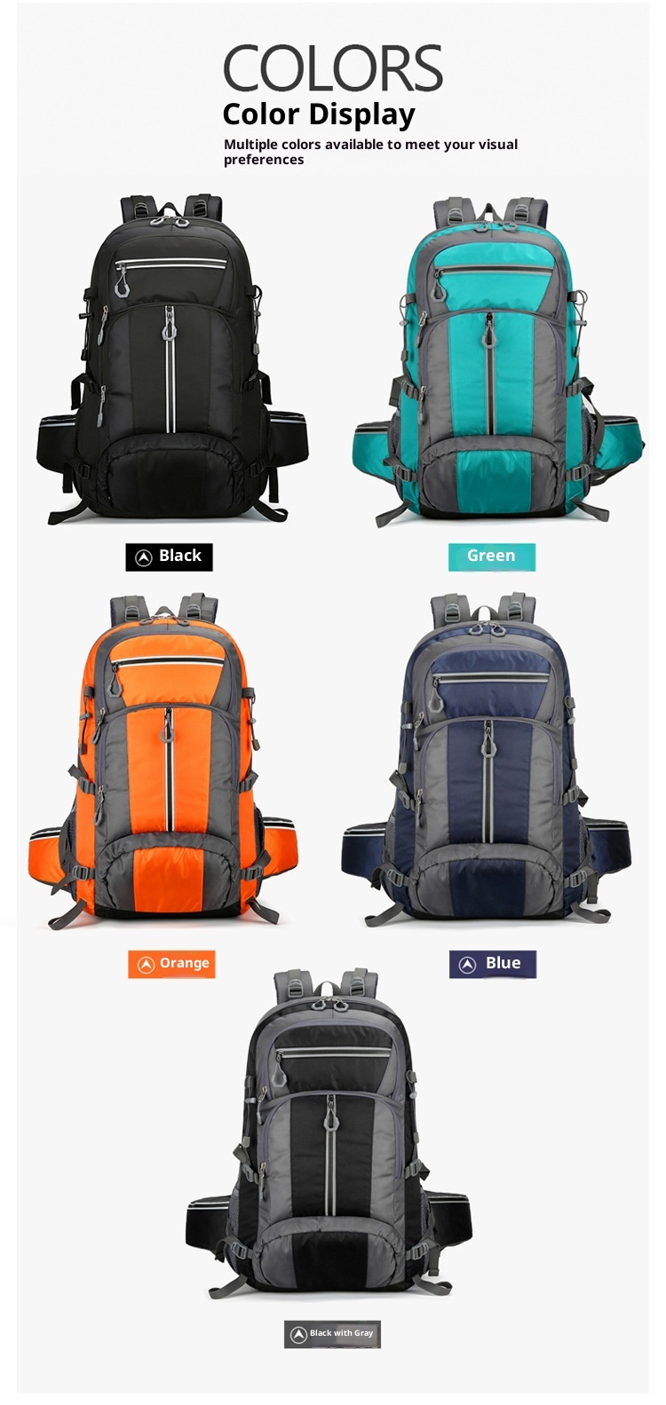 Sac à dos ActiveGo Outdoor Bag grande capacité pour la randonnée, homme, imperméable, idéal pour les voyages et les sports tout-terrain, léger et respirant._voghion.com