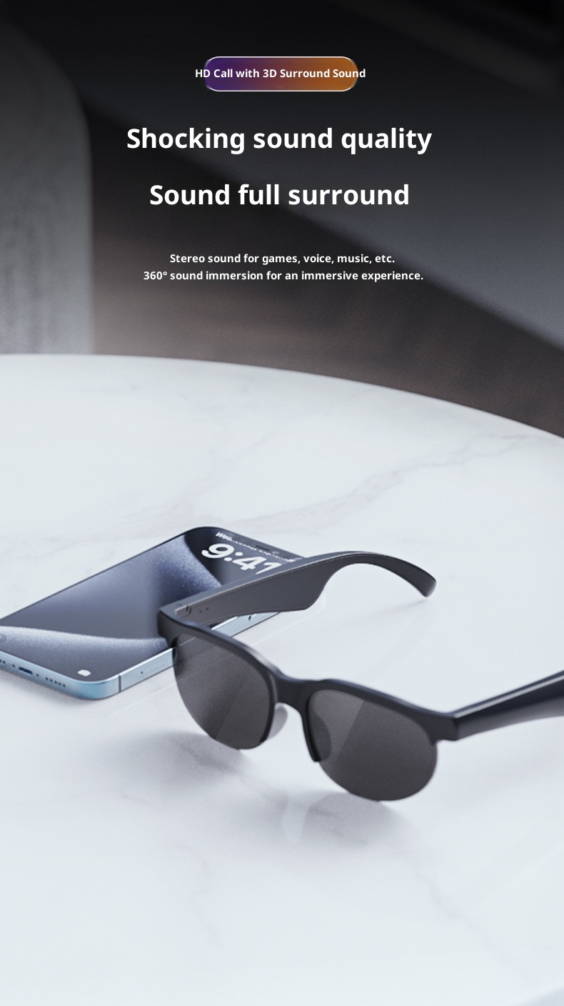 Lunettes de cyclisme sans fil 3c Cross-Border XG88PRO avec casque Bluetooth stéréo 5.3 OWS_voghion.com