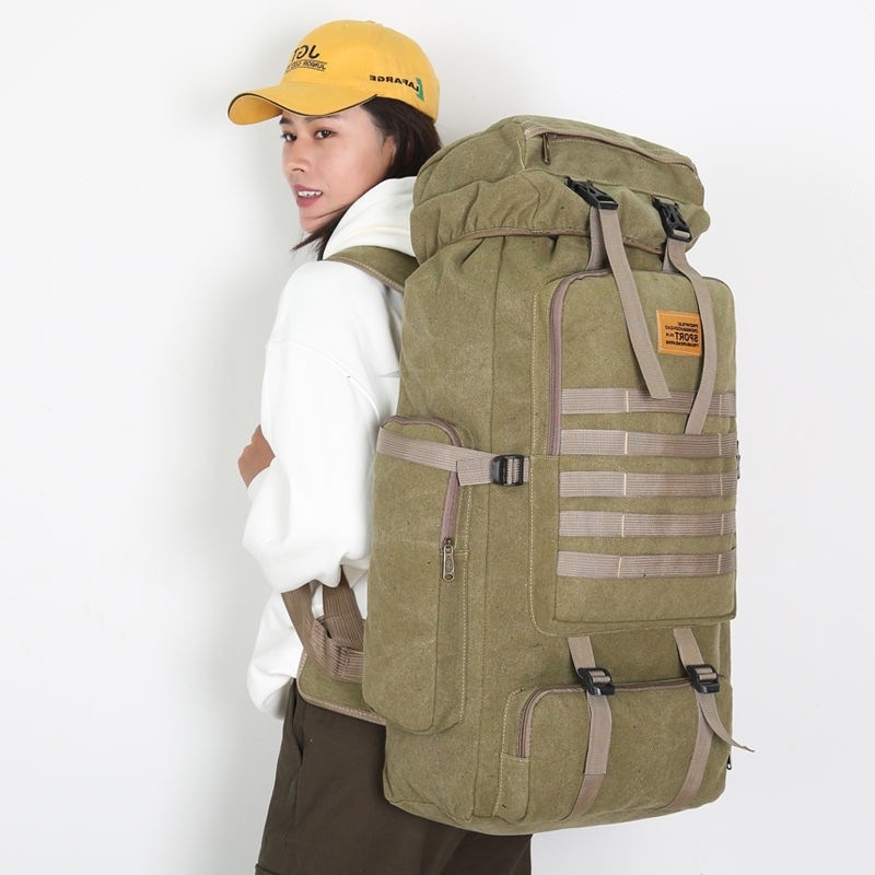ActiveGo 70L Outdoor-Rucksack für Herren, ideal für Bergsteigen, Camping und Reisen – ein geräumiger Canvas-Reiserucksack im Retro-Stil._voghion.com