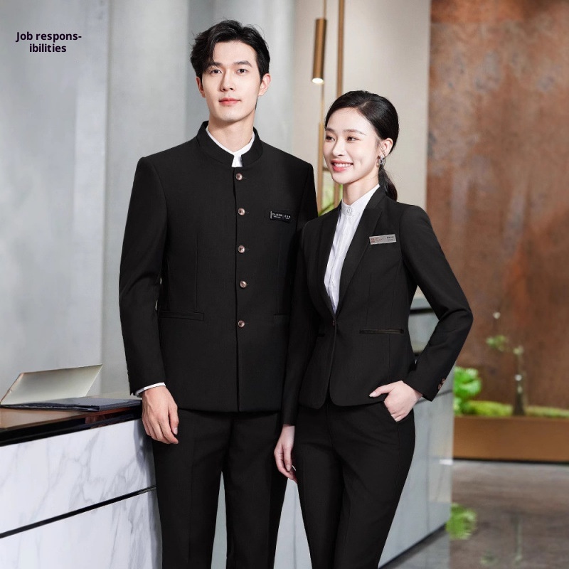 7045555501<2 QFV507045555501<2 New Uniform For Men And Women Gray Chinese National Style Professional Zhongshan Stand Collar Suit Business Formal Wear_voghion.com