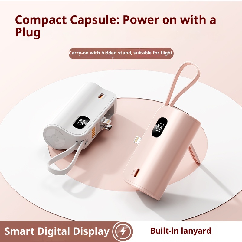 techglobe KC Cross-Border Pocket Capsule Bank 5000mAh Compact Emergency Tail Plug Mobile Power Gift Customization_voghion.com