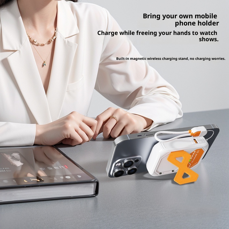 techglobe 3C Certified Cross-Border Built-in Cable AC Plug 22.5W Fast Charging Bank 10000mAh Mobile Power Supply With Printed_voghion.com