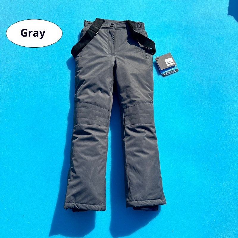 Pantalon de ski enfant 001, chaud, imperméable, coupe-vent et rembourré, avec bretelles, pour le ski en extérieur._voghion.com