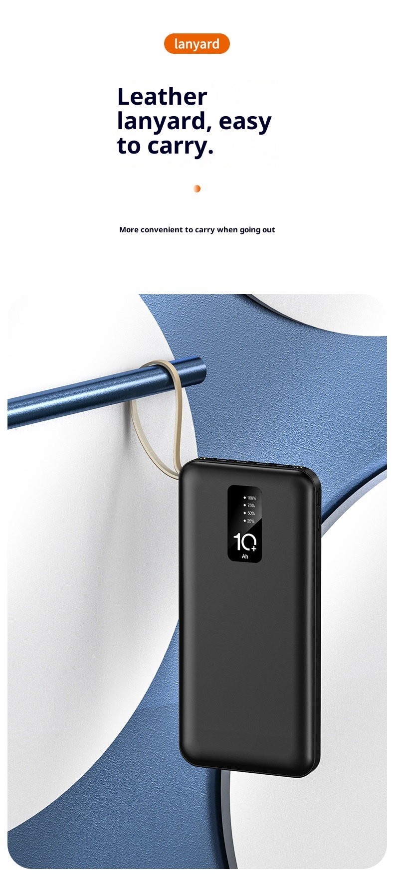 techglobe Großhandel Geschenk Mobile Powerbank mit integriertem Kabel 20000mAh Große Kapazität Gemeinsames Schnellladen Tragbarer Akku_voghion.com