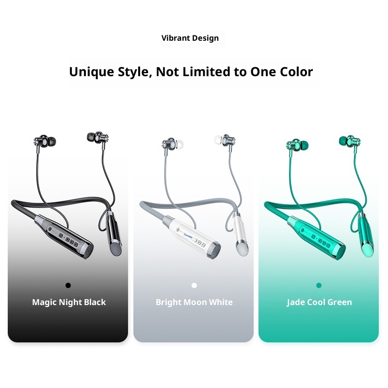 Auricolari Bluetooth 3c A12 con archetto da collo, standby ultra-lungo, semi-in-ear, wireless, sport, slot per schede, transfrontaliero, nuovo, privato_voghion.com