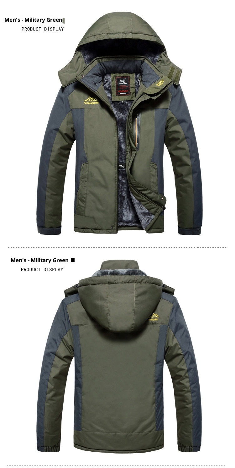 001 Cross-Border And Pants Set Winter Fleece-Lined Thickened Mountaineering Suit Outdoor Windproof Waterproof Jacket For Men_voghion.com