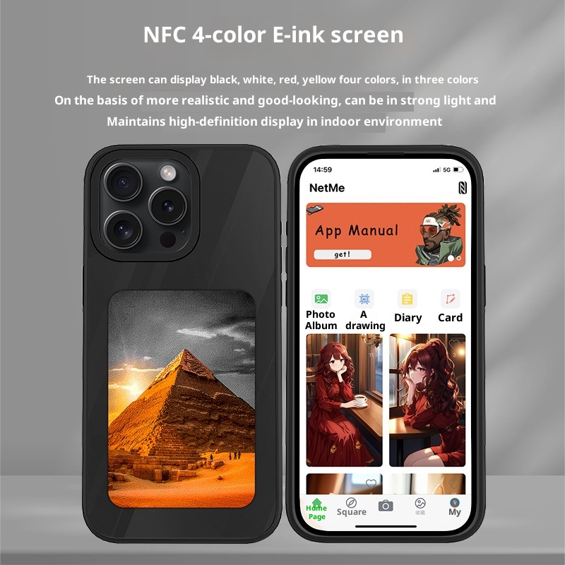 Custodia protettiva per iPhone 16 Pro Max TechGlobe Ink, quattro colori, antiurto, con schermo NFC e proiezione, album fotografico fai da te_voghion.com