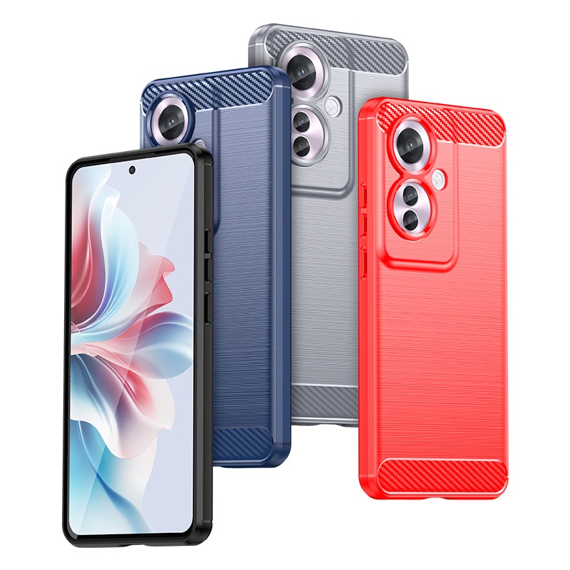 TechGlobe Custodia protettiva per telefono OPPO Reno11F F25Pro Reno11A in fibra di carbonio spazzolata, copertura completa, anti-caduta_voghion.com