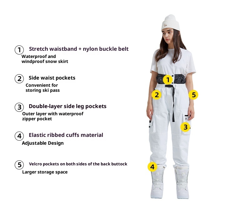 001 2023 Modne unisexowe spodnie snowboardowe wodoodporne i ciepłe, narciarskie, cargo, haremki_voghion.com