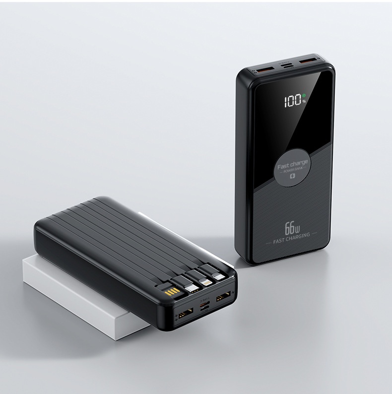 techglobe 66w Super Fast Charging Power Bank With Built-in Cable 2w Milliamp Large Capacity Convenient Portable Charger Gift_voghion.com
