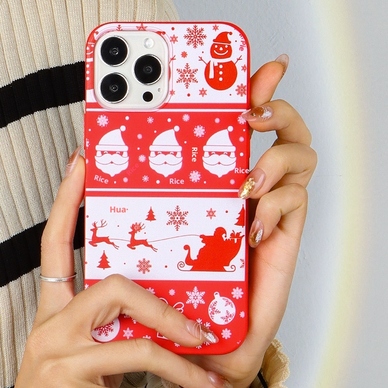 TechGlobe Yongyu Suitable For IPhone 14/13 Santa Claus Cartoon Graffiti Christmas Reindeer Phone TPU Soft Case_voghion.com