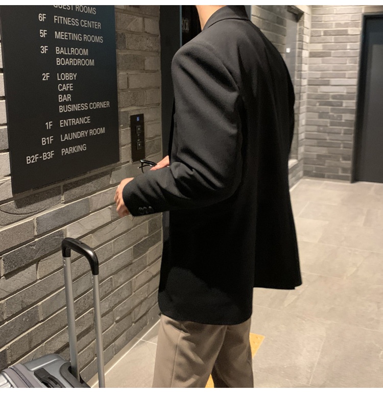 QFV507045555501<2 QFV507045555501<2 Chaqueta corta informal para hombre, estilo coreano, traje moderno Dongdaemun, blazer corto negro holgado de otoño_voghion.com