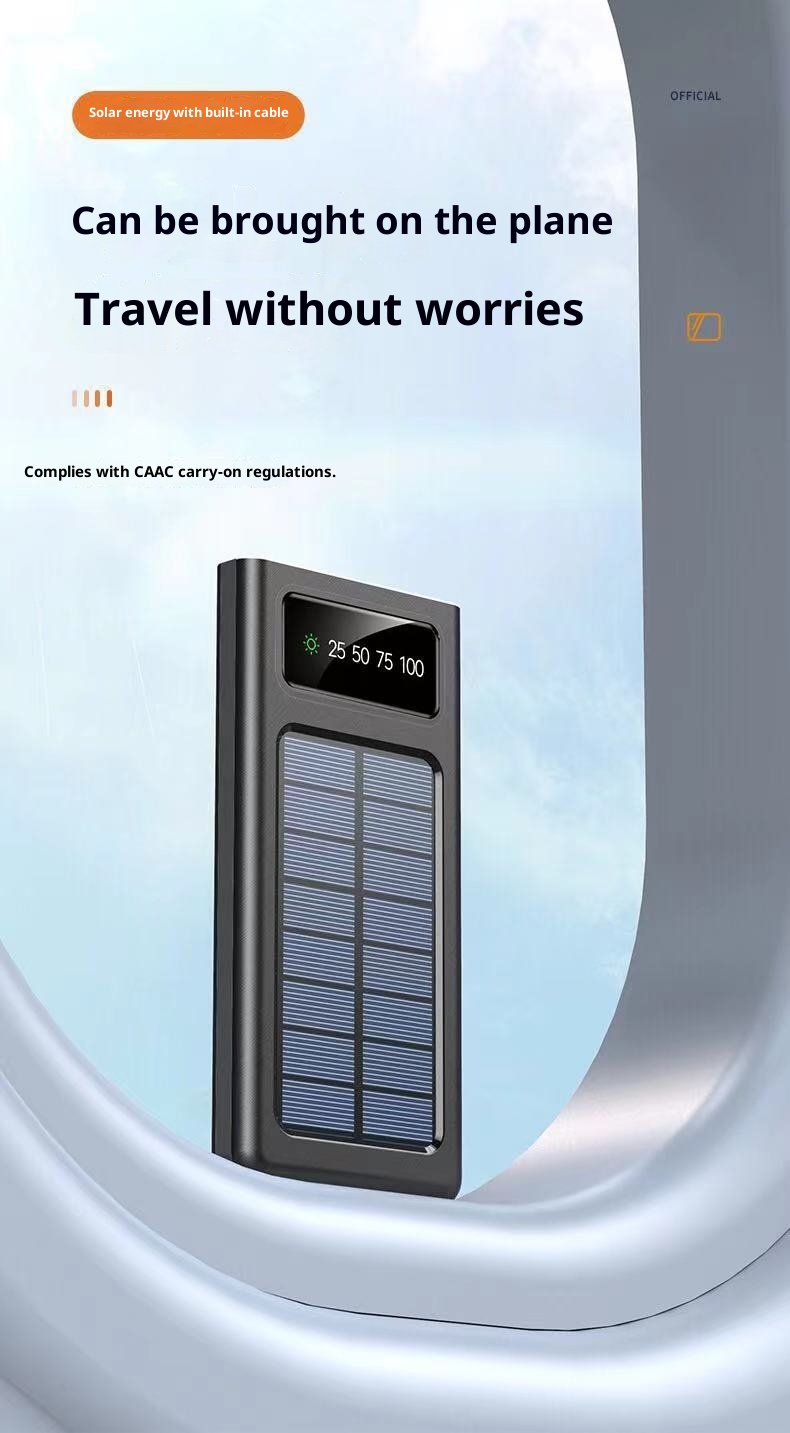 techglobe Solar 30000mAh With Built-in Cable Outdoor Large Capacity 20000mAh Mobile Power Bank Customizable_voghion.com