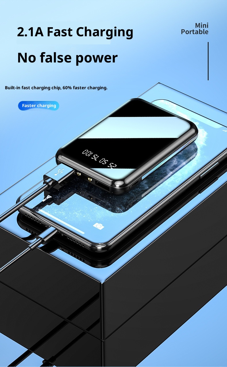 techglobe Kompakte, tragbare Powerbank mit 20000 mAh Kapazität, integriertem Kabel, ideal als Geschenk oder individuell gestaltbar_voghion.com