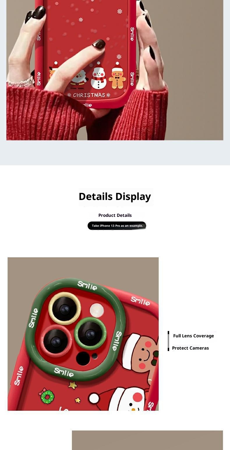 Étui TechGlobe adapté aux iPhone 13 Pro Max 14/12, modèle Père Noël, en silicone XR/XR, antichoc, 16 pouces._voghion.com