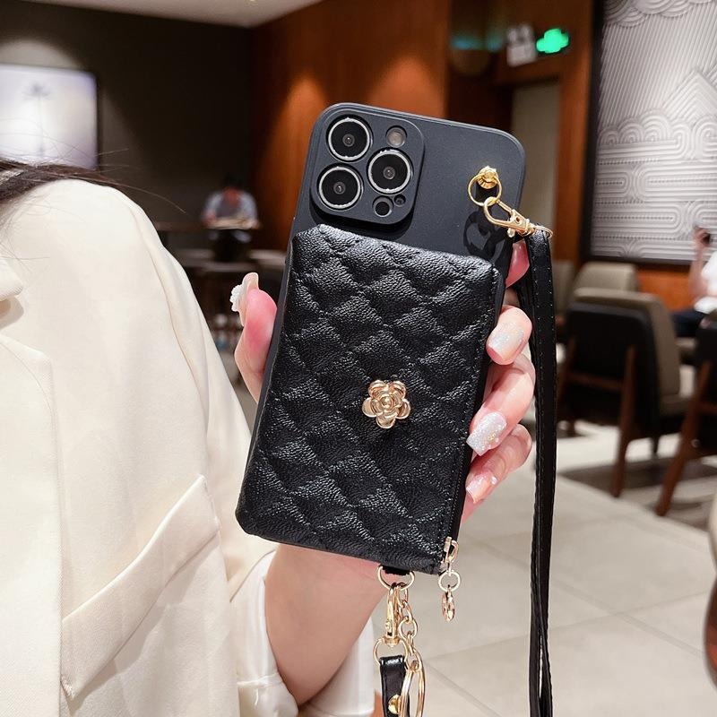 TechGlobe Camellia Suitable For OPPO Reno10pro+ Coin Card Holder Phone Case A1PRO Fashion A93S Crossbody New Model_voghion.com
