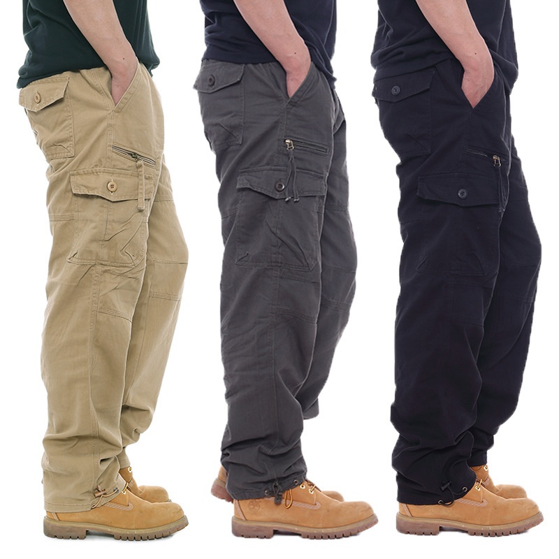 boy Spring And Autumn Multi-Pocket Outdoor Cargo Men's Trendy Loose Straight Large Size Long Hiking Casual Tactical Pants_voghion.com