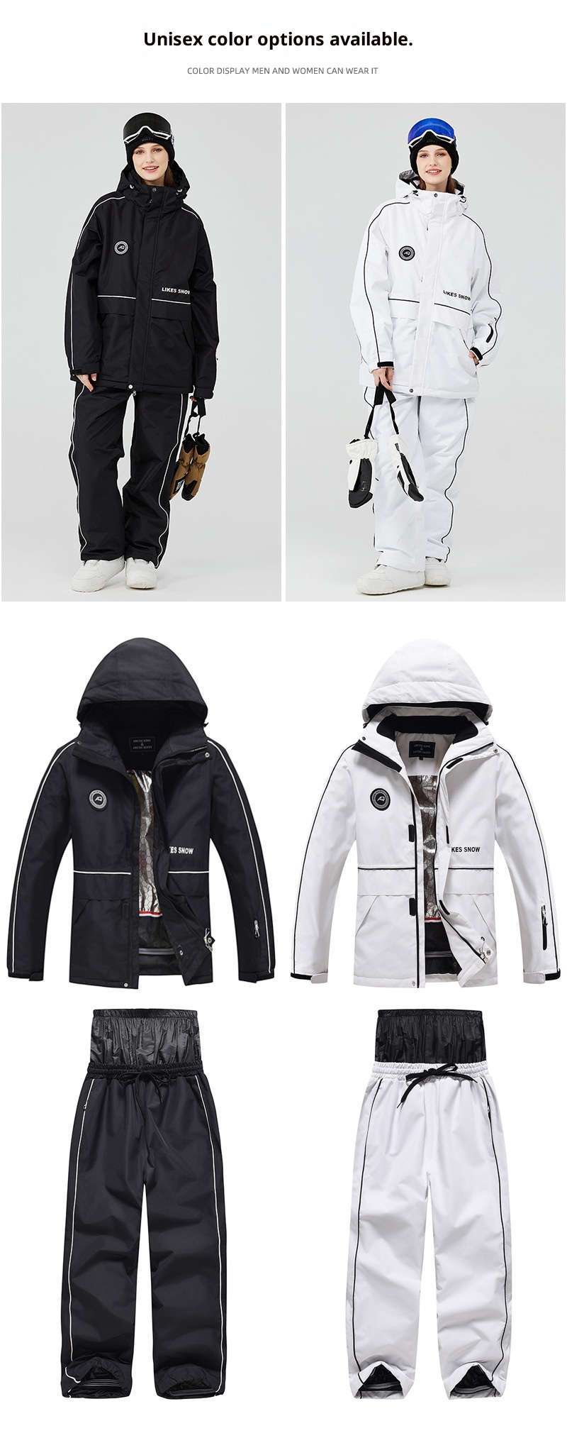 001 2023 For Men Women Winter Warm Thickened Ski Jacket And Pants Snowboard Suit New Cross-Border Model_voghion.com