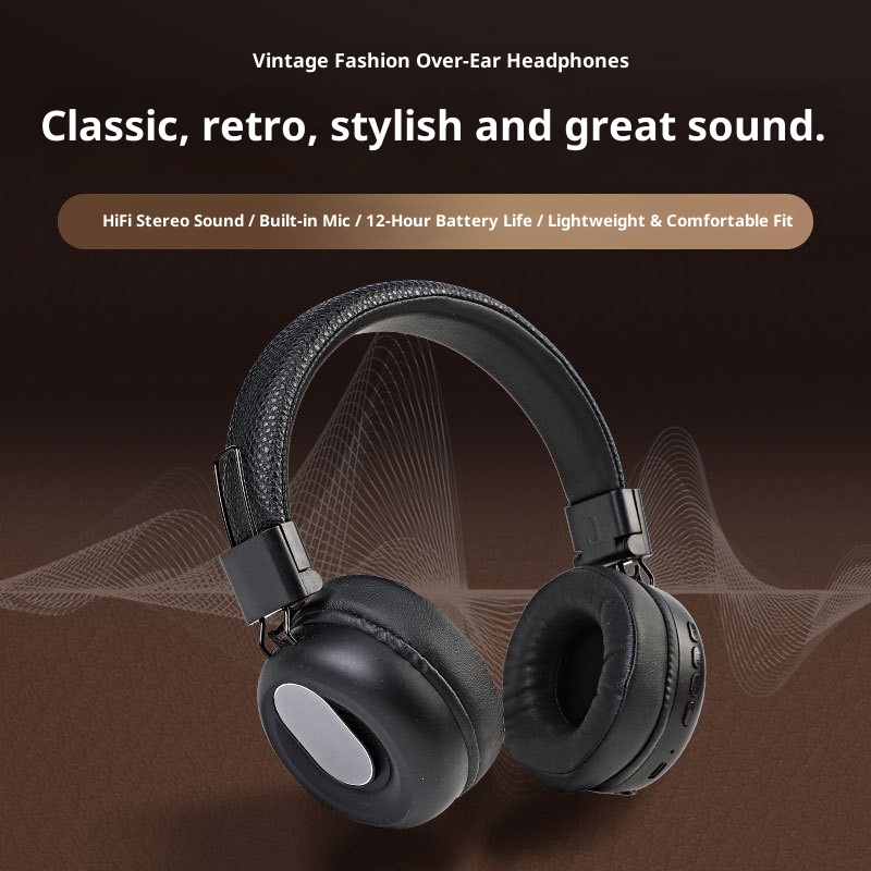 3c 2025 Nieuwe Retro Over-Ear Hoofdtelefoon Gaming Bluetooth Headset 5.3 Draadloze Oordopjes Lange Batterijduur Ruisonderdrukking_voghion.com