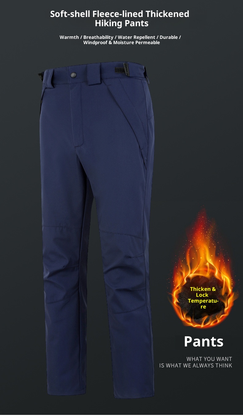 001 Wholesale Autumn Winter In Stock Lined Detachable Outdoor Thickened Fleece Men And Women Two-Piece Set Softshell Pants_voghion.com