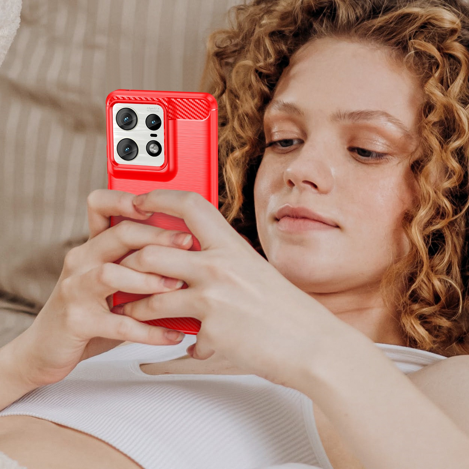 TechGlobe compatibile con la custodia G04S per MOTO Edge 50 Pro Custodia per telefono G04 5G in morbido silicone con trama in fibra di carbonio_voghion.com