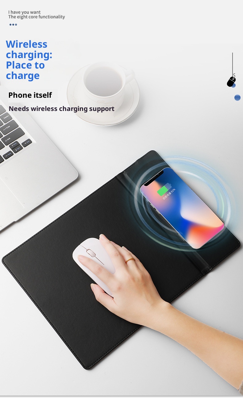 3c 15W Fast Office Waterproof Anti-Slip Small Computer Folding Multi-Functional Wireless Charging Stand Mouse Pad_voghion.com