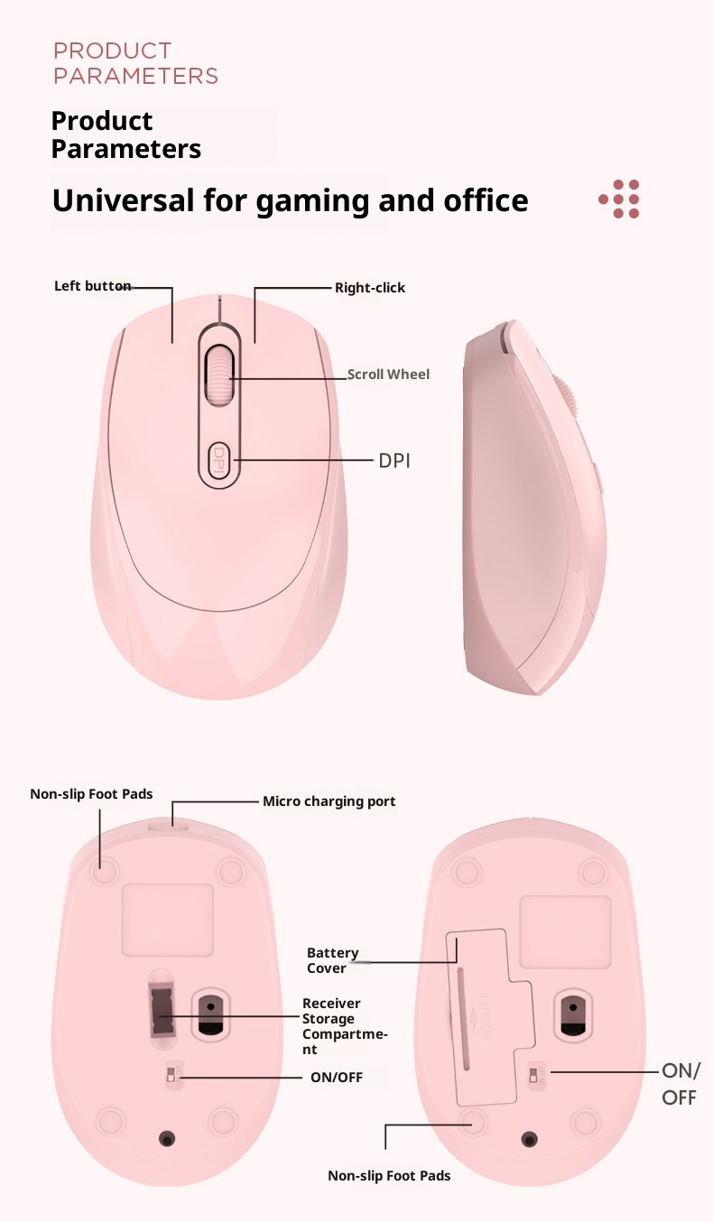 Techglobe Qinlang Smart Mouse wireless silenzioso ricaricabile Bluetooth a doppia modalità per ufficio e computer, disponibile in magazzino, colore Macaron_voghion.com