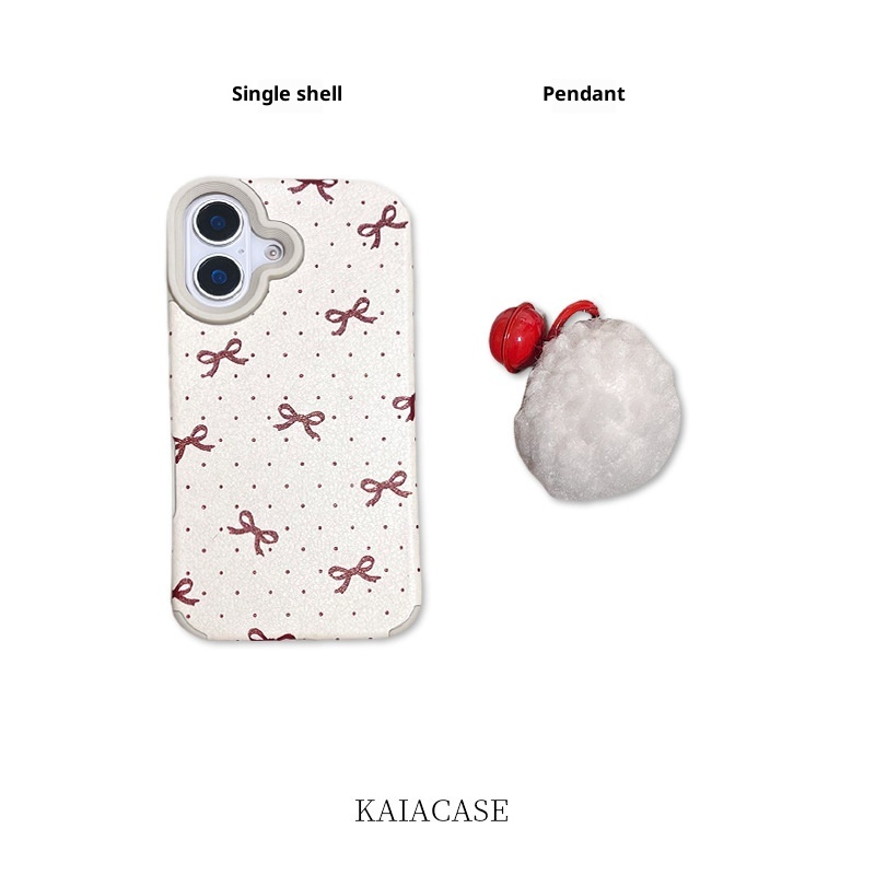 TechGlobe Ins Girl Handyhülle mit roten Punkten und Schleife, passend für iPhone 16 Pro Max und iPhone 13 (neues Modell 12/15)_voghion.com