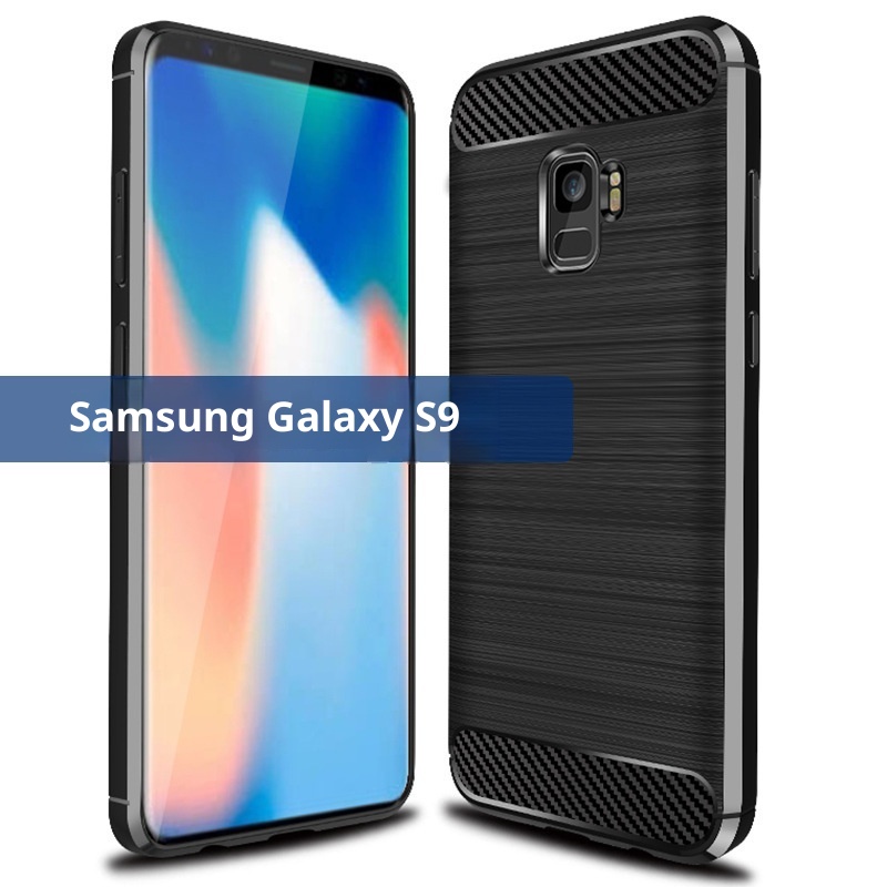TechGlobe Custodia protettiva antiurto in fibra di carbonio spazzolata per telefono Galaxy Samsung S9_voghion.com