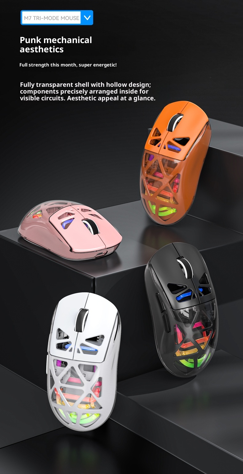 Souris de jeu sans fil Bluetooth Techglobe M7 légère à trois modes de chargement (vente en gros)_voghion.com