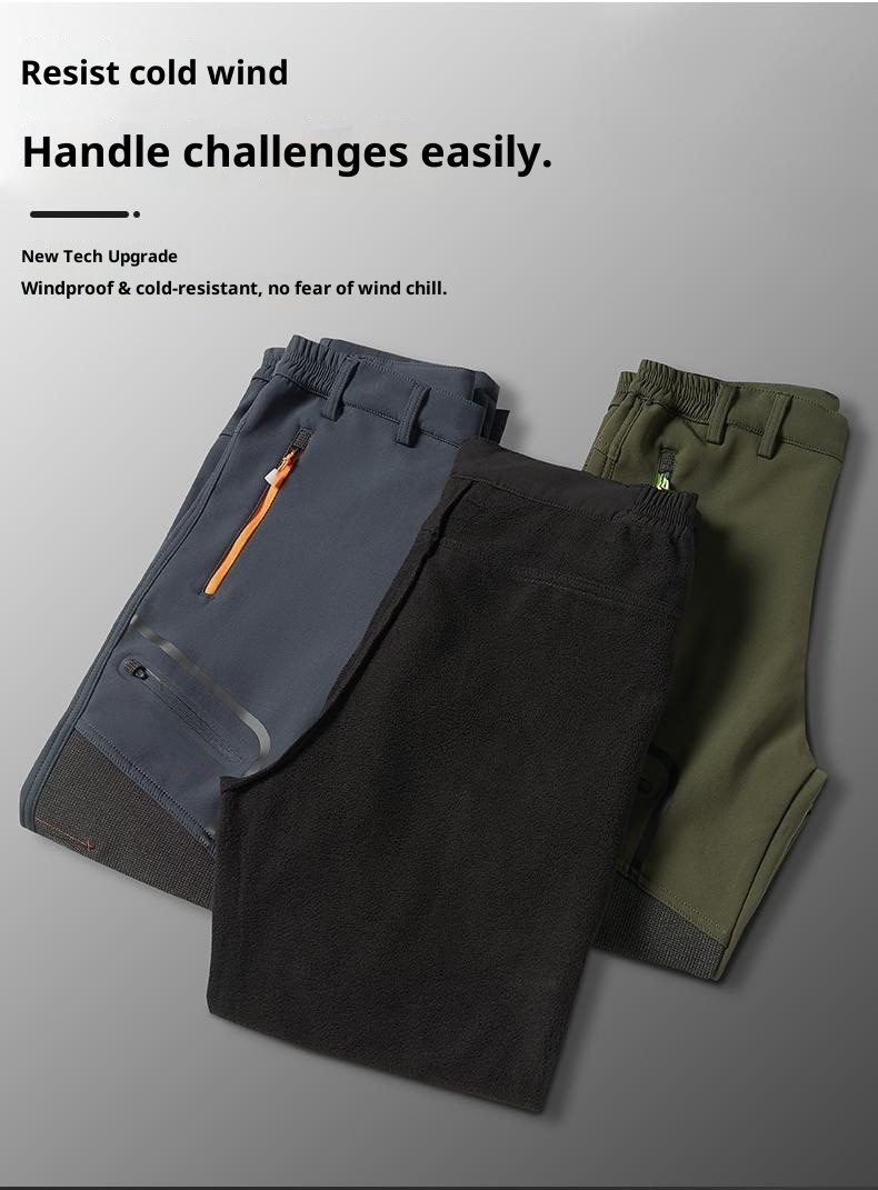 001 Wasserdichte, winddichte, fleecegefütterte, dicke, warme Outdoor-Wander-, Bergsteiger- und Skihose, Softshell-Cargohose für Freizeit und Freizeit_voghion.com