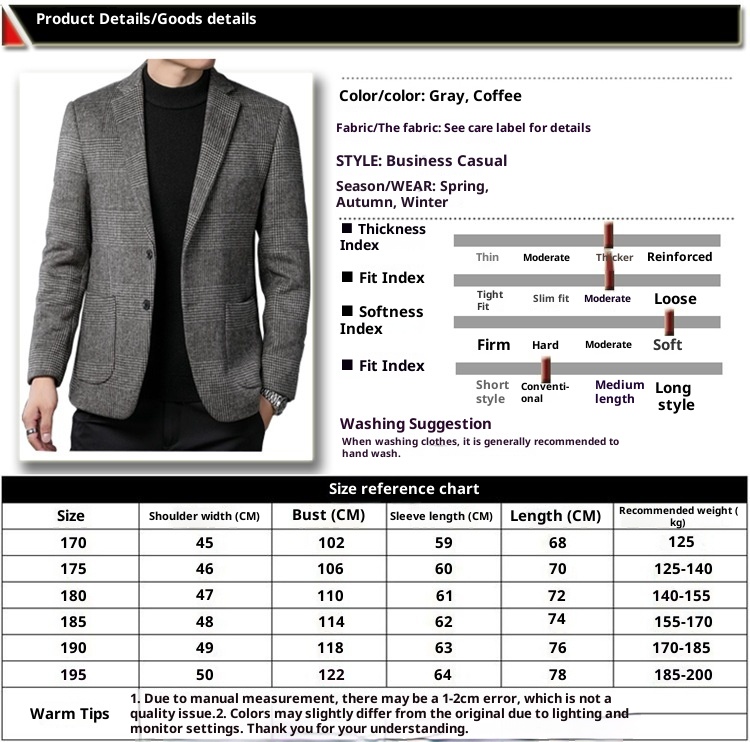 QFV507045555501<2 QFV507045555501<2 Giacca a quadri leggera casual in lana da uomo di mezza età, stile autunno inverno, disponibile in magazzino_voghion.com