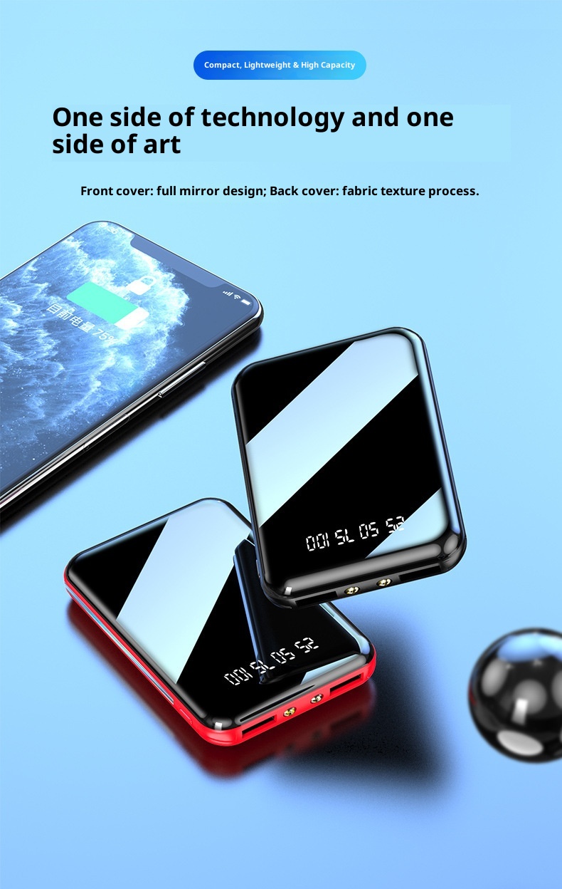 techglobe Kompakte, tragbare Powerbank mit 20000 mAh Kapazität, integriertem Kabel, ideal als Geschenk oder individuell gestaltbar_voghion.com