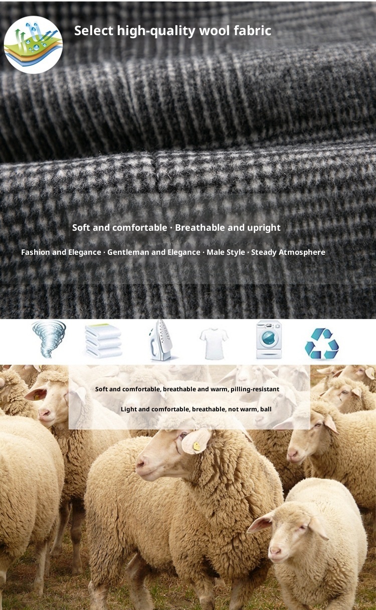 QFV507045555501<2 QFV507045555501<2 Giacca a quadri leggera casual in lana da uomo di mezza età, stile autunno inverno, disponibile in magazzino_voghion.com