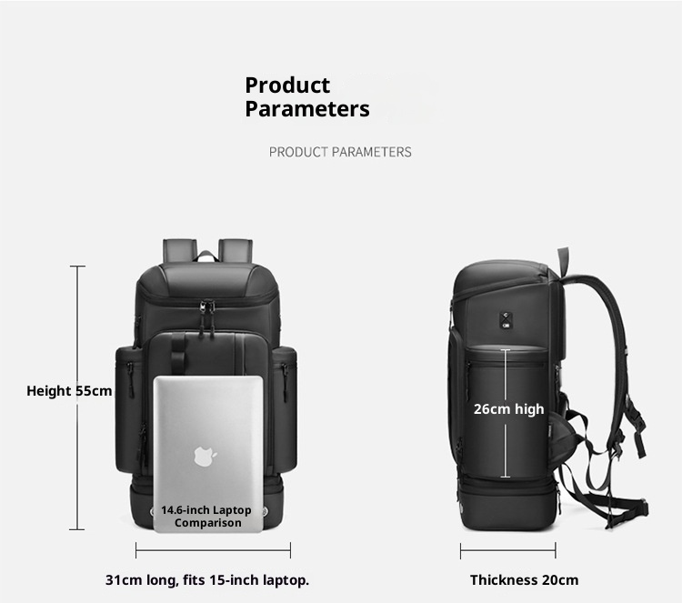 Zaino da viaggio ActiveGo da uomo, grande capacità, impermeabile, per studenti, viaggi d'affari, escursioni, brevi viaggi, per uomo_voghion.com
