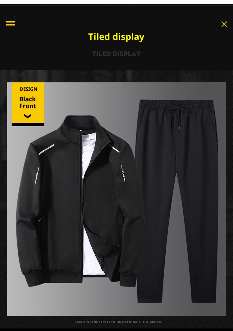 001 001 Autumn Sports Suit Men, Spring Casual Running Two-Piece Set, Youth Middle-Aged Group Suit, Bulk Purchase Sweatshirt And_voghion.com
