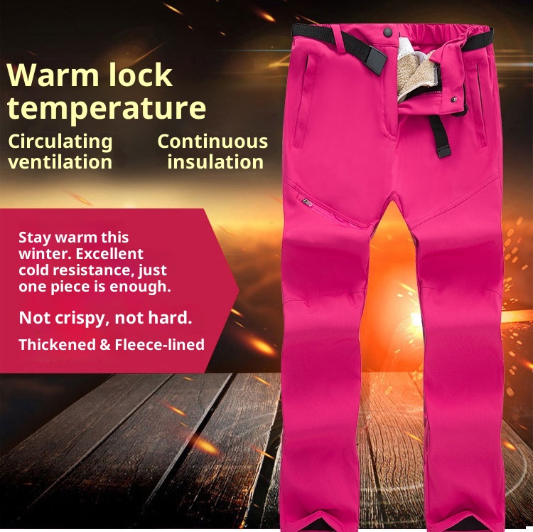 001 Winter Outdoor Lamb Wool For Men And Women Couples Waterproof Windproof Children's Softshell Ski Pants Thick_voghion.com