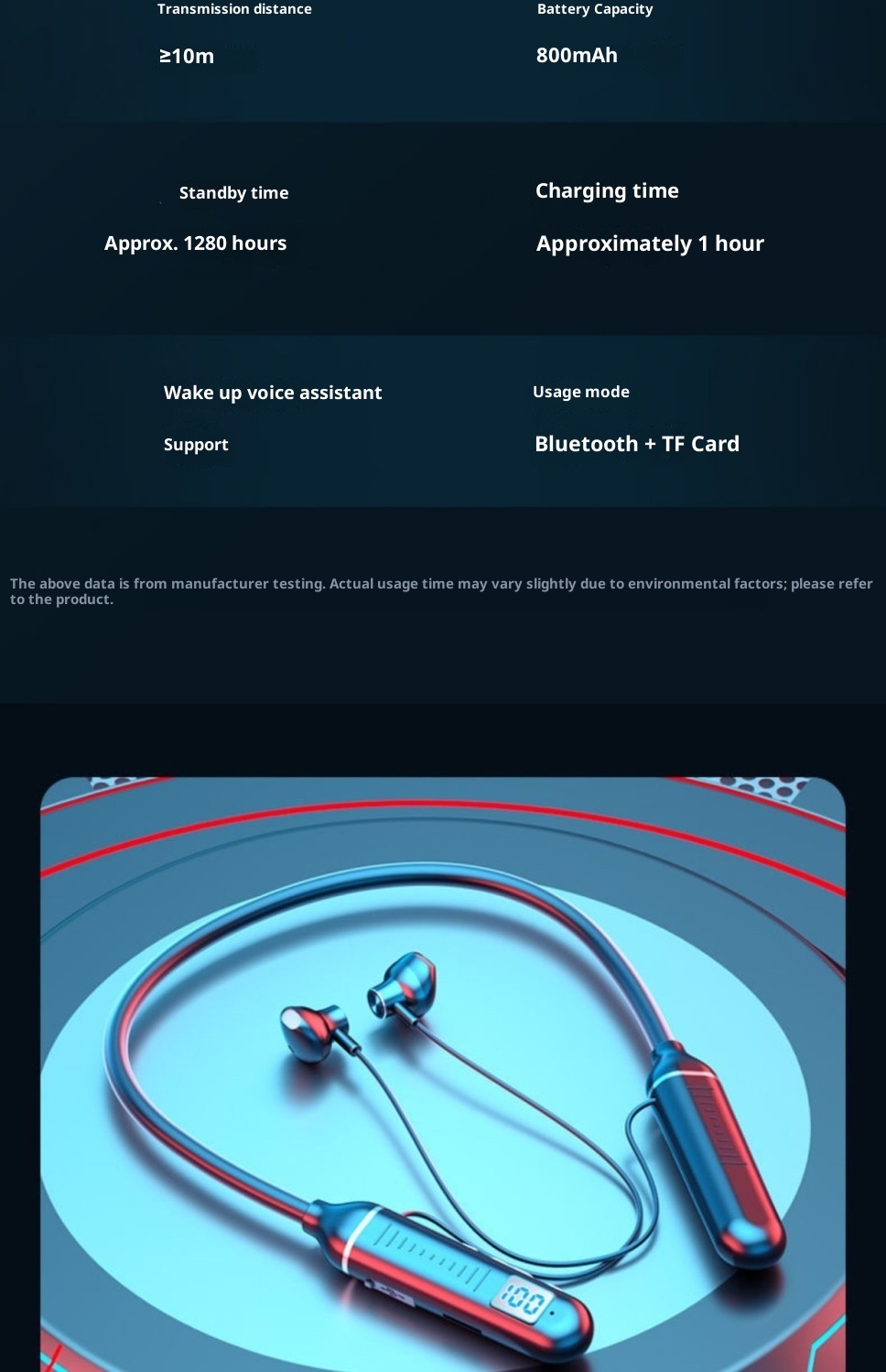 3c Wireless Bluetooth Suitable For Sports Stereo Noise Cancelling Digital Display Long Battery Life Cross-Border Neckband_voghion.com