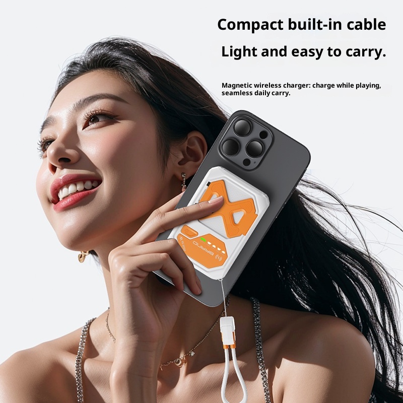 techglobe 3C Certified Cross-Border Built-in Cable AC Plug 22.5W Fast Charging Bank 10000mAh Mobile Power Supply With Printed_voghion.com