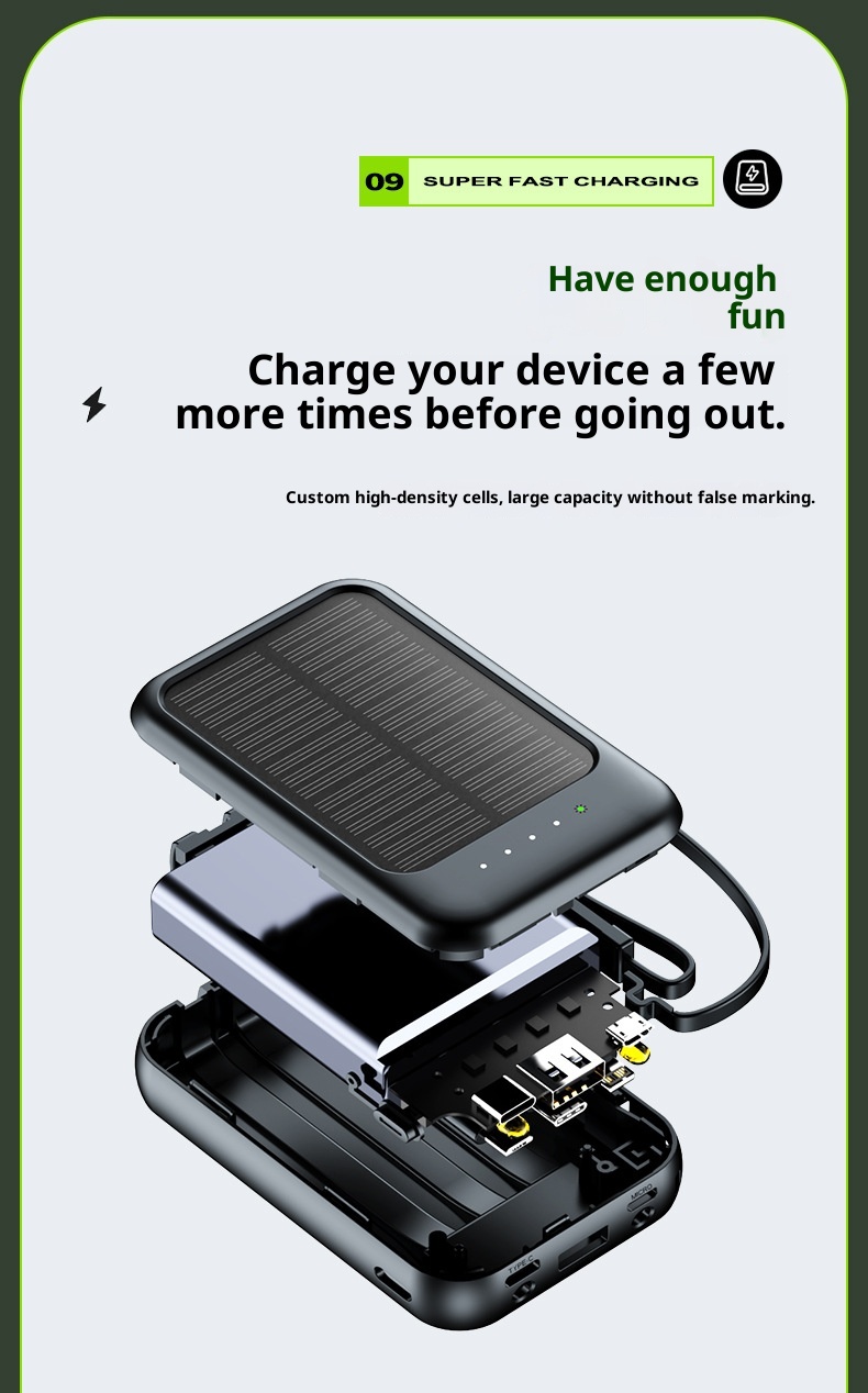 Techglobe 20000mAh Grande capacità solare transfrontaliera Mini Power Bank portatile con quattro cavi all'ingrosso_voghion.com