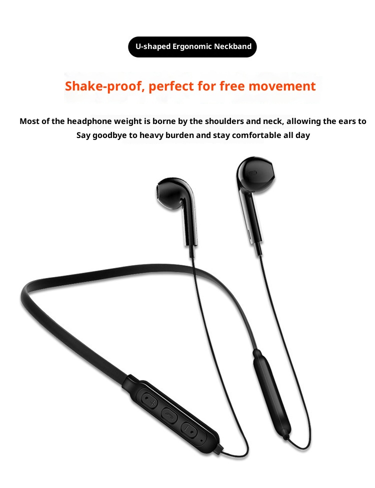 Nuovi auricolari sportivi universali 5.0 con cancellazione del rumore, con archetto da collo Bluetooth wireless e microfono, in vendita direttamente dalla fabbrica_voghion.com