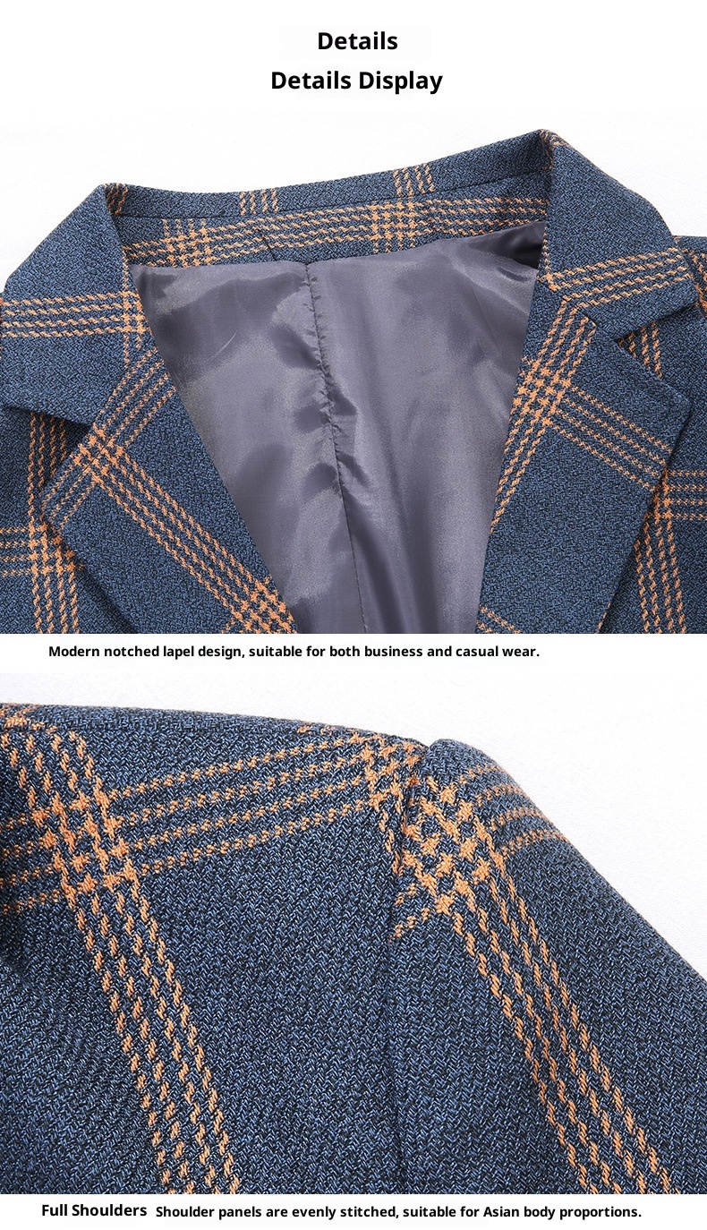 QFV507045555501<2 QFV507045555501<2 Giacca formale da uomo, scozzese di media lunghezza, non stirabile, resistente alla guerra, piccolo abito, stile, abbigliamento da lavoro leggero_voghion.com