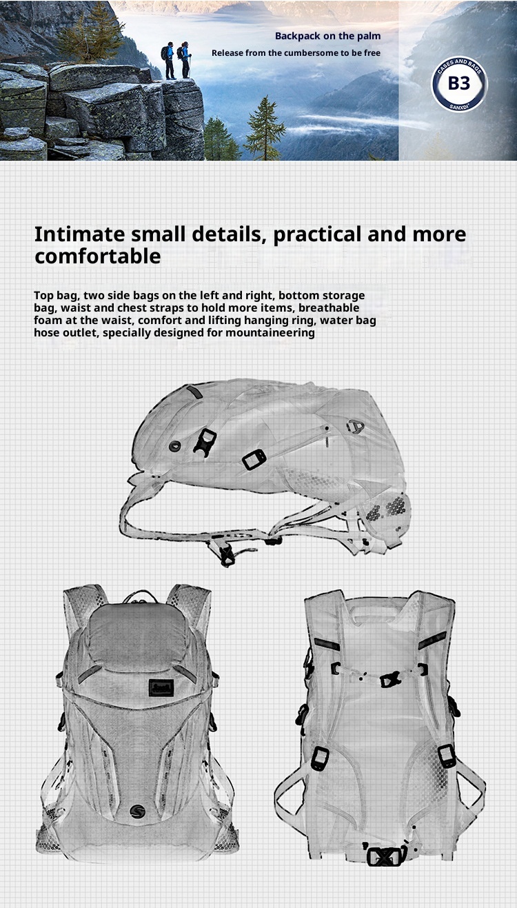 ActiveGo Ultraleichter, professioneller, faltbarer, wasserdichter Trekking- und Reiserucksack für Herren mit großem Fassungsvermögen_voghion.com