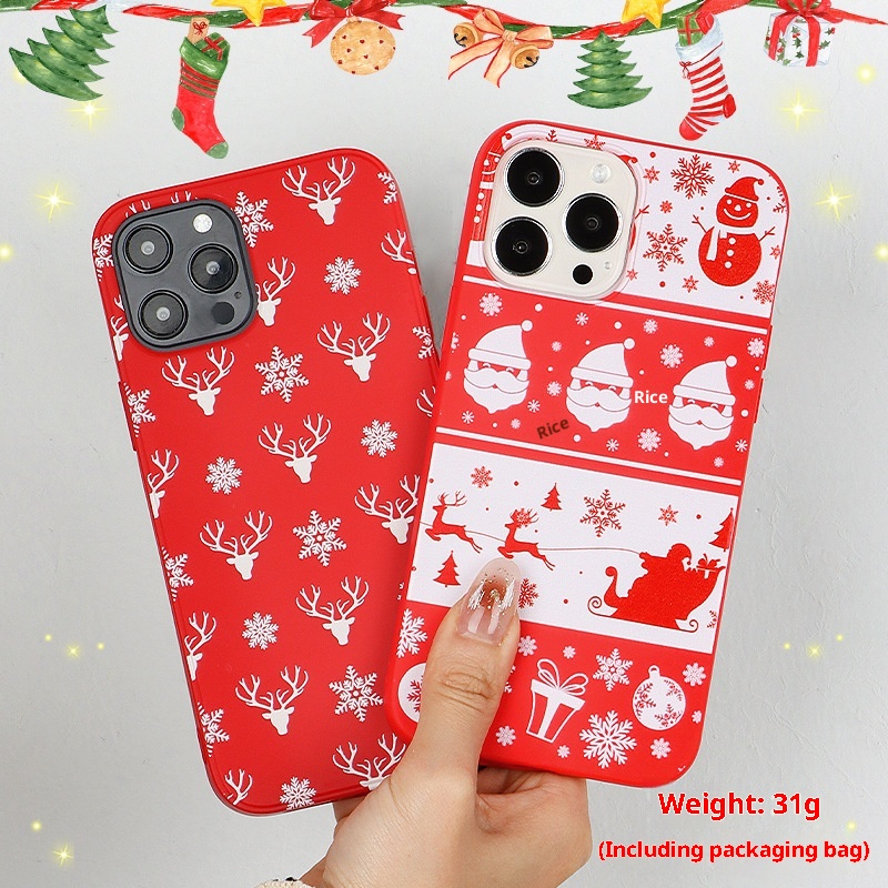 TechGlobe Yongyu Suitable For IPhone 14/13 Santa Claus Cartoon Graffiti Christmas Reindeer Phone TPU Soft Case_voghion.com