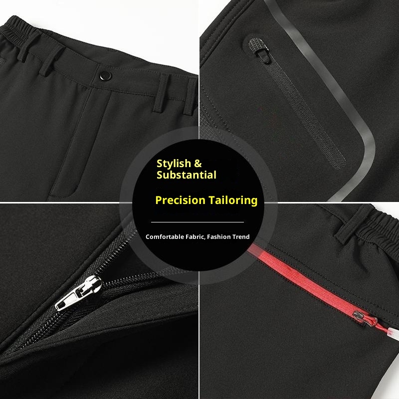 001 Wasserdichte, winddichte, fleecegefütterte, dicke, warme Outdoor-Wander-, Bergsteiger- und Skihose, Softshell-Cargohose für Freizeit und Freizeit_voghion.com