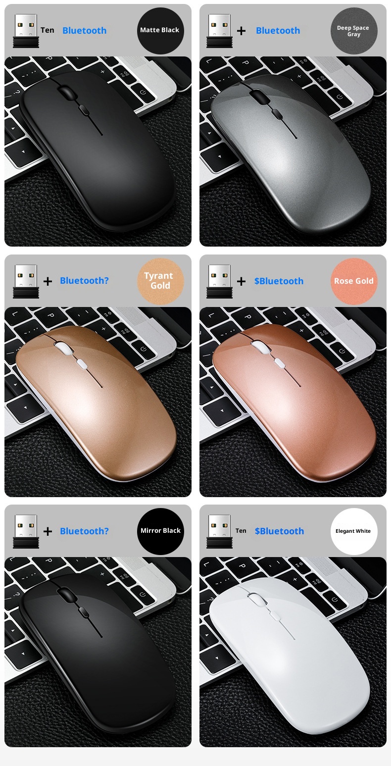 Techglobe 2.4G Bluetooth Wireless Dual Mode Silent Compatible With Laptop Charging Noiseless Office Glowing Mouse_voghion.com
