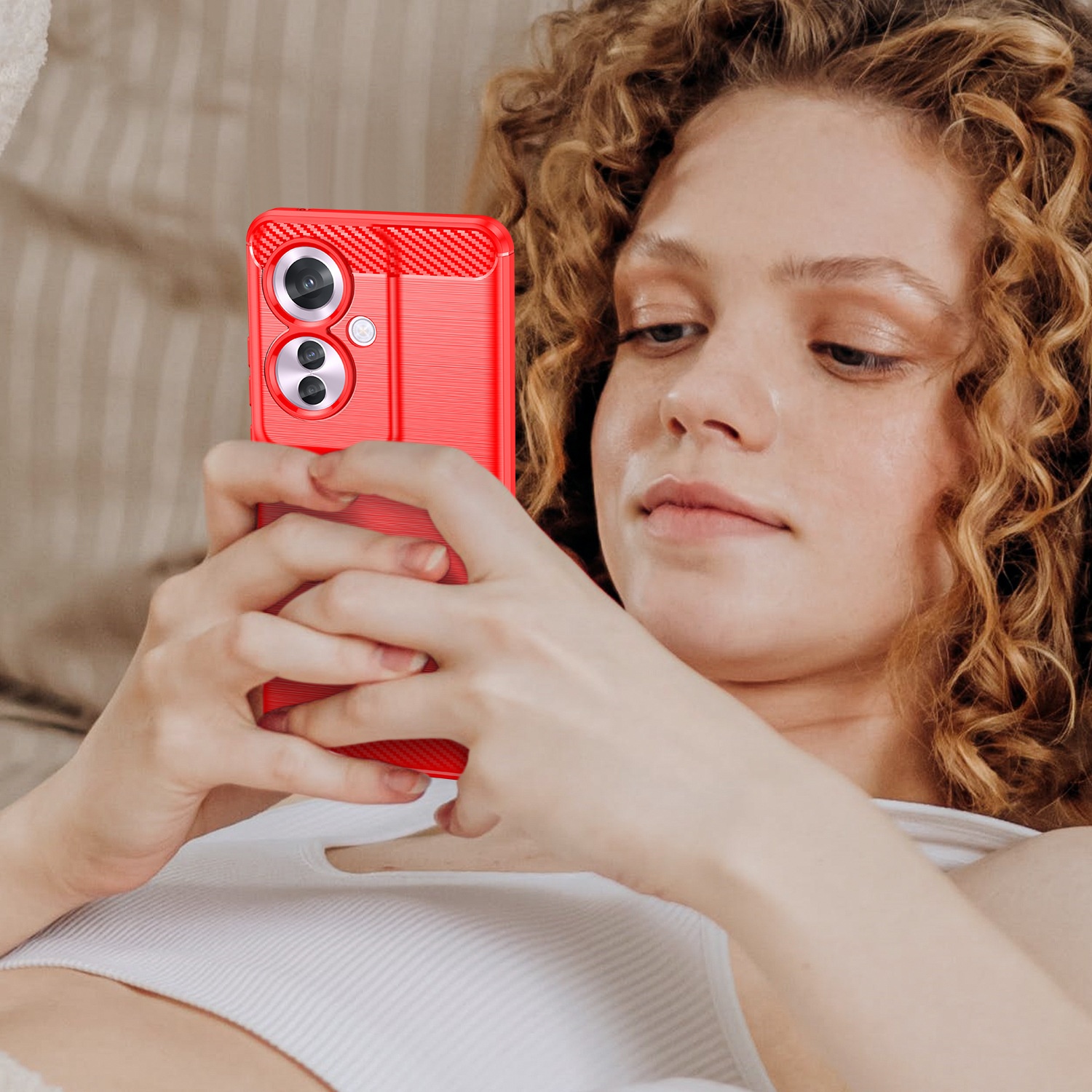 TechGlobe Custodia protettiva per telefono OPPO Reno11F F25Pro Reno11A in fibra di carbonio spazzolata, copertura completa, anti-caduta_voghion.com