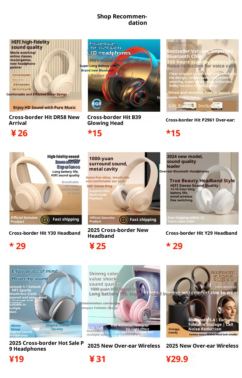 3c 2025 Nieuwe Retro Over-Ear Hoofdtelefoon Gaming Bluetooth Headset 5.3 Draadloze Oordopjes Lange Batterijduur Ruisonderdrukking_voghion.com