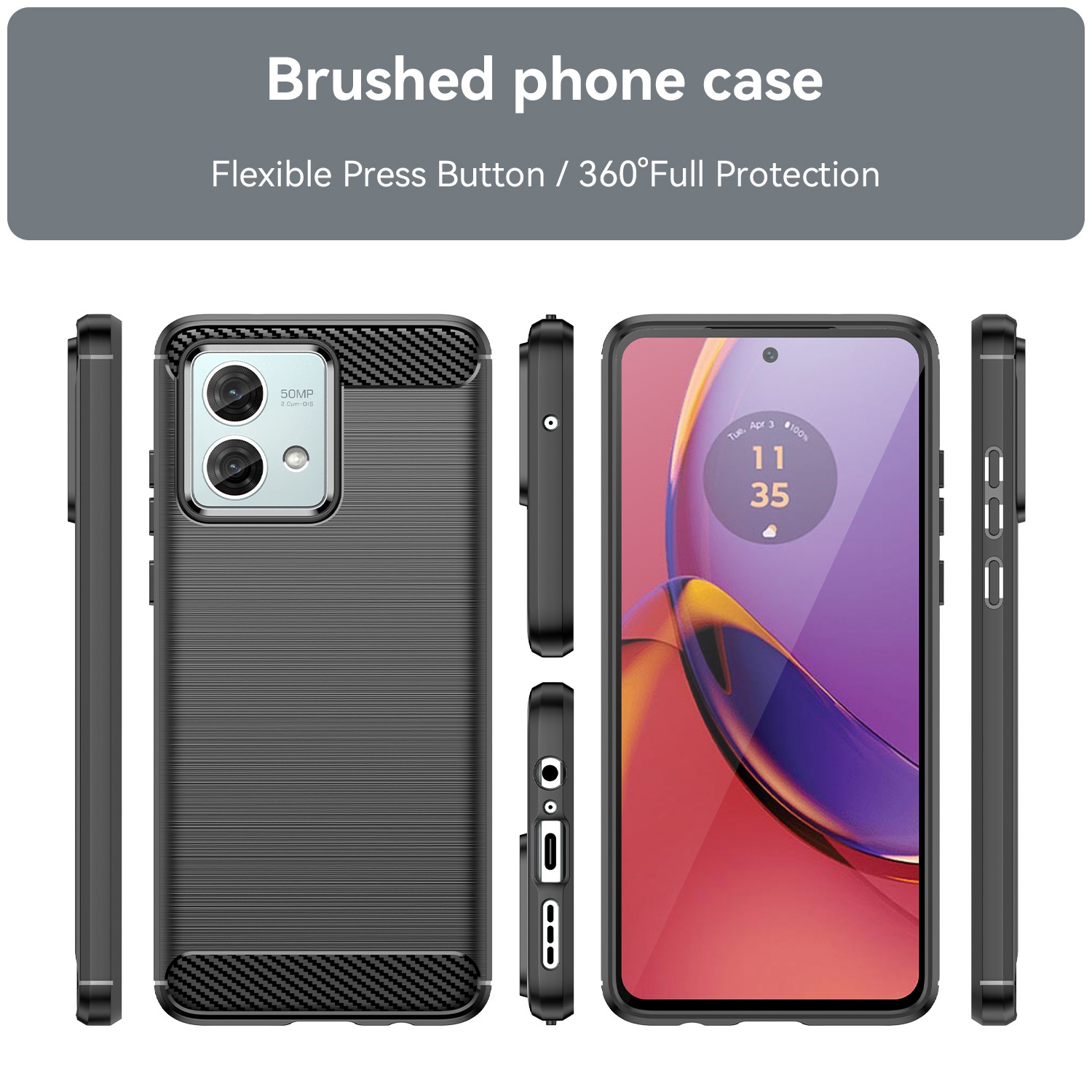 TechGlobe Compatible Moto G84 Phone Case Protective Cover G64 Silicone Brushed G54 Power Edition Full Coverage Anti-drop_voghion.com